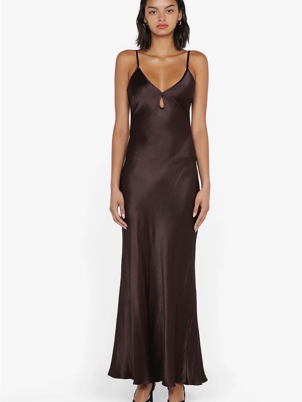 bec + bridge Chocolate Brown Satin Slip Maxi Dress